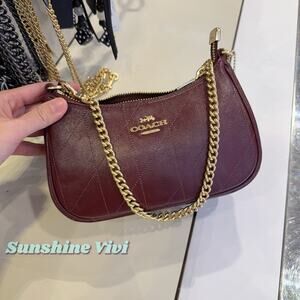 NWT Coach Teri Mini Crossbody Bag Quilting CDP30 Dark Wine Shiny Smooth Leather